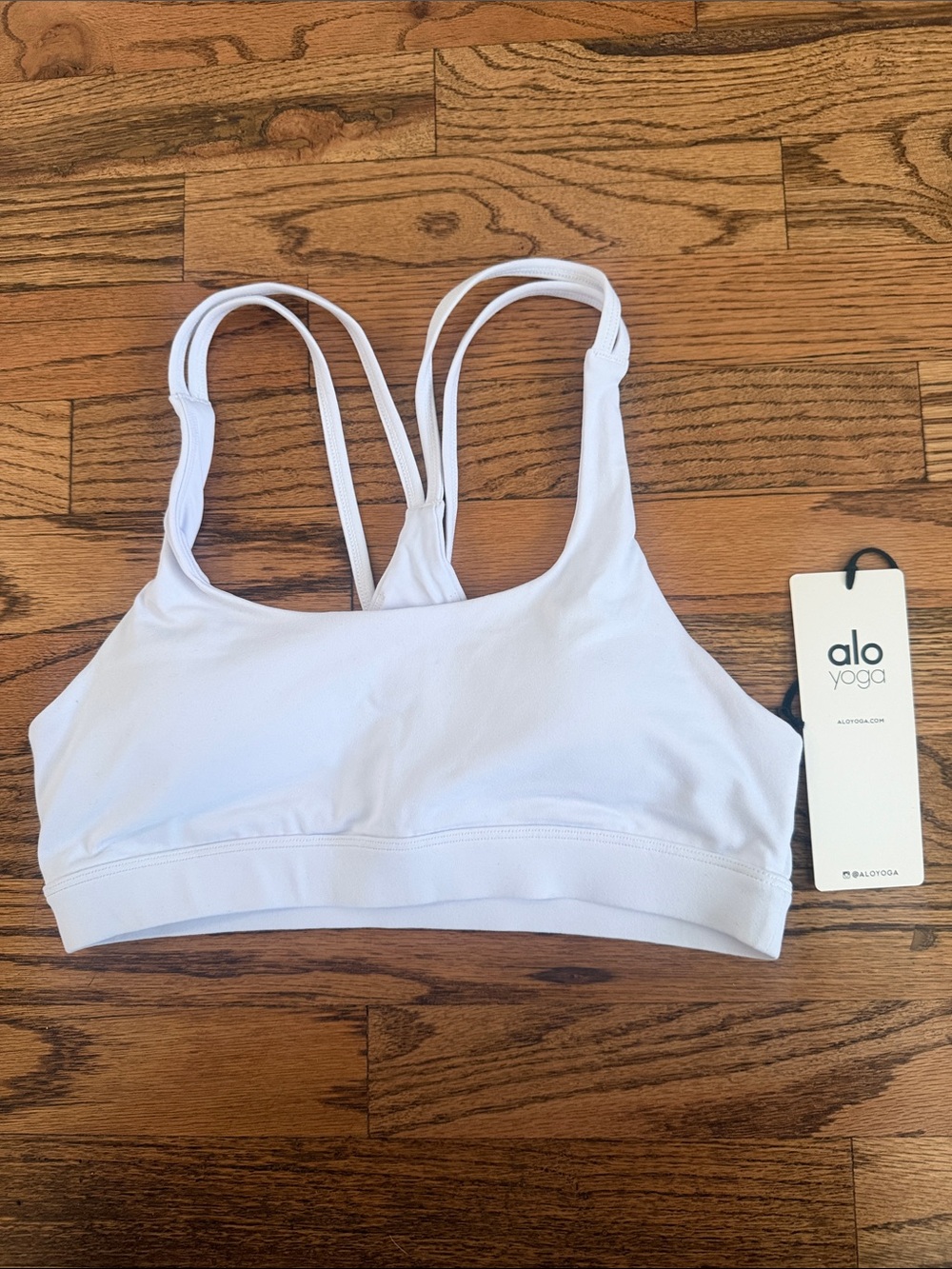 ALO Yoga White Double-Strap Sports Bra